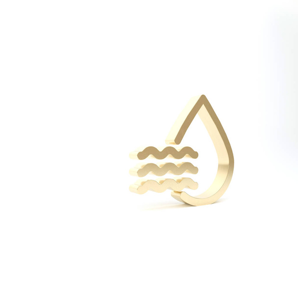 Gold Voda pokles procentuální ikona izolované na bílém pozadí. Analýza vlhkosti. 3D ilustrace 3D vykreslení - Fotografie, Obrázek
