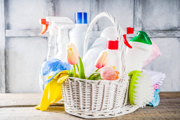 Spring home cleaning and housekeeping background - Photo, Image
