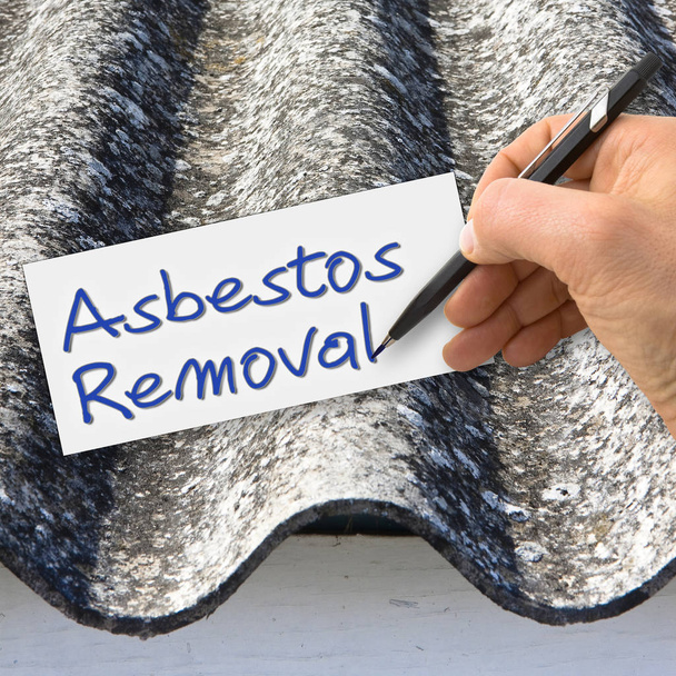 Ruční psaní Odstranění azbestu tužkou na bílém listu - c - Fotografie, Obrázek