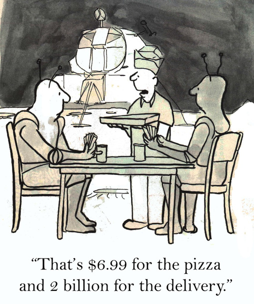 Cartoon illustration pizza delivery - Photo, Image