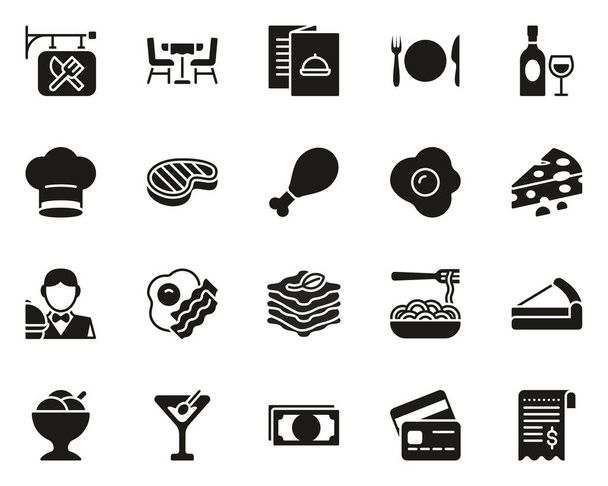 Restaurant Icons Black & White Big Set - Вектор, зображення