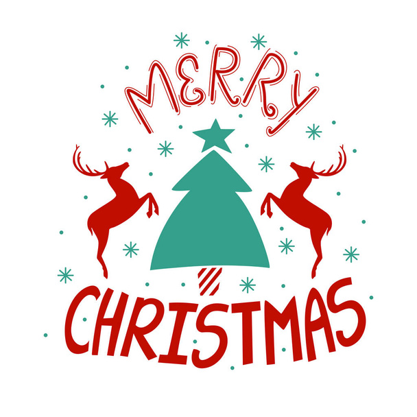 Merry Christmas colorful text. Vector illustration. Cartoon merry xmas design element. Design for print Hand drawn text lettering for christmas greetings card, poster - Photo, Image