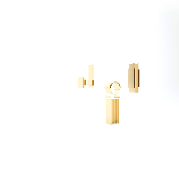 Gold Telescope icon isolated on white background. Scientific tool. Education and astronomy element, spyglass and study stars. 3d illustration 3D render - Photo, Image