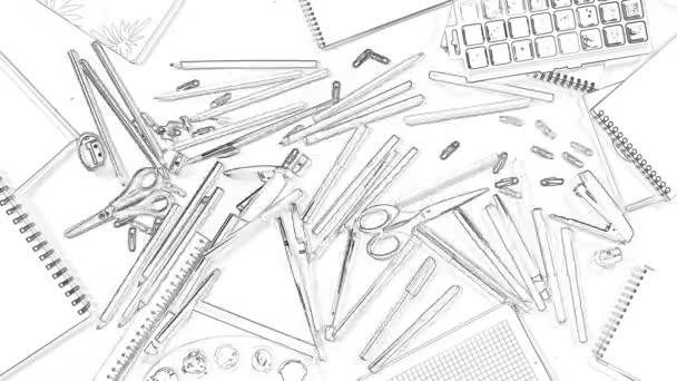 Monochrome sketch animation drawing tools for titles or designer logo - Footage, Video