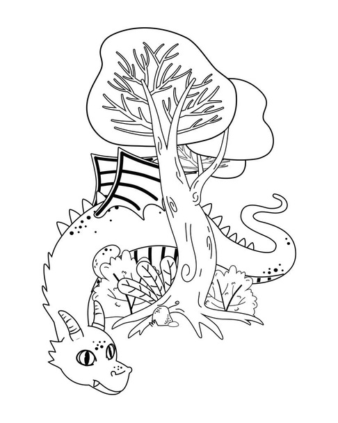 Средневековый дракон сказочной векторной иллюстрации
 - Вектор,изображение