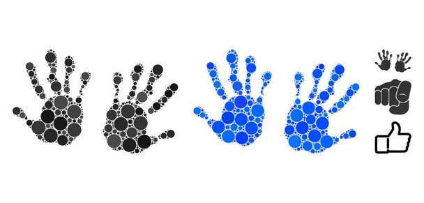 Hand Prints Composition Icon of Circles - Vector, Image
