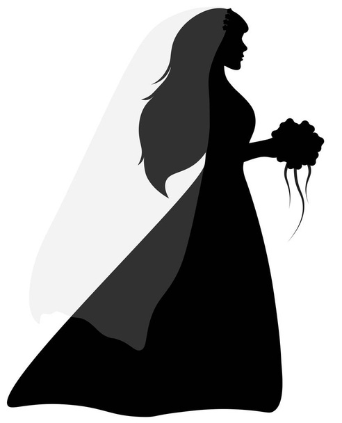 noiva em preto e branco
 - Vetor, Imagem