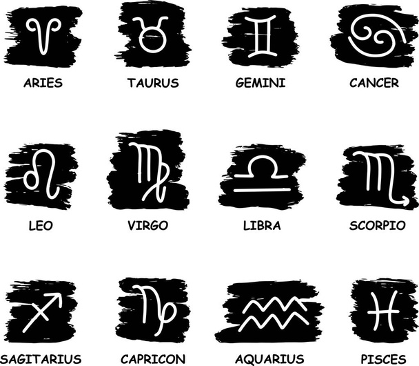 Zodiac pictogrammen. vectortekening uit vrije hand - Vector, afbeelding