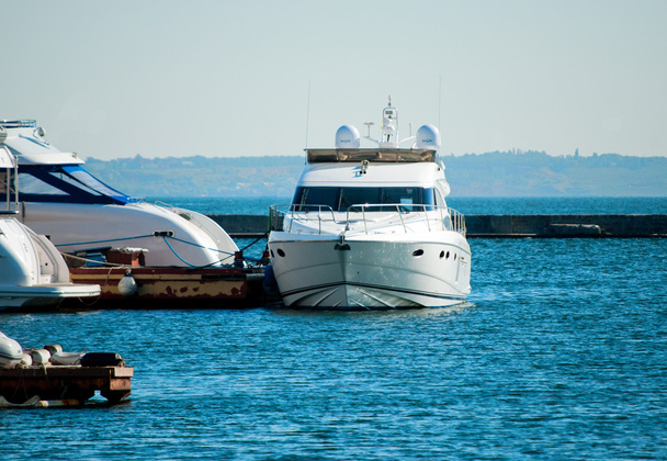 bílé jachty v přístavišti - Fotografie, Obrázek