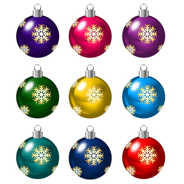 Set of Christmas balls on white background - Wektor, obraz