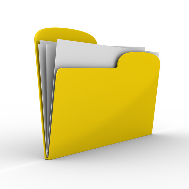 Yellow computer folder on white - Zdjęcie, obraz