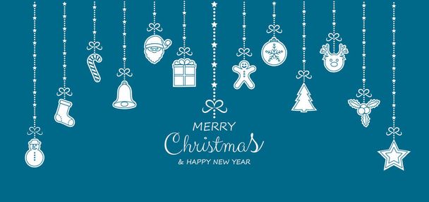 メリー クリスマスと新年あけましておめでとうございます-掛かるとグリーティング カードの装飾します。ベクトル. - ベクター画像