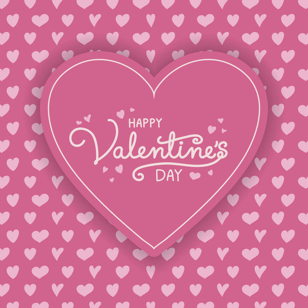 Valentine's Day typography with cute hand drawn hearts. Vector - Vektör, Görsel