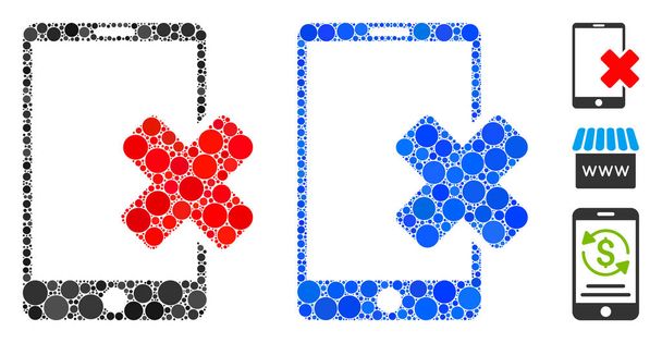 Wrong Smartphone Mosaic Icon of Round Dots - Вектор,изображение