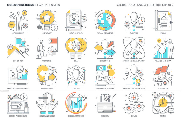 Career, business related, color line, vector icon, illustration  - Вектор,изображение