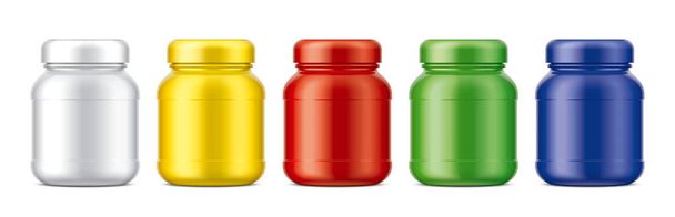 Σετ από πλαστικά Jars. Χρωματισμένη έκδοση επιφάνειας ματ. - Φωτογραφία, εικόνα