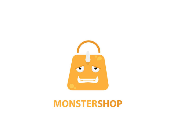 logotipo da loja monstro laranja
 - Vetor, Imagem