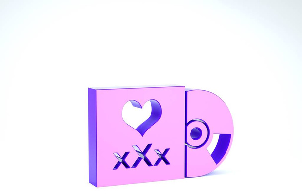 Disque violet avec inscription icône XXX isolé sur fond blanc. Un symbole de restriction d'âge. 18 + signe de contenu. Chaîne adulte. Illustration 3D rendu 3D
 - Photo, image