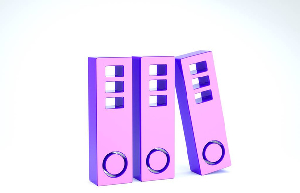 Фиолетовые папки Office с бумагами и иконками документов изолированы на белом фоне. Офис-папки. Знак папки архива. 3D-рендеринг
 - Фото, изображение