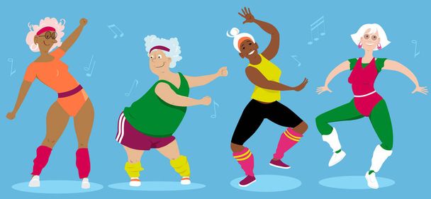 Women-only senior aerobic group workout, EPS 8 vector illustration - Vector, Image
