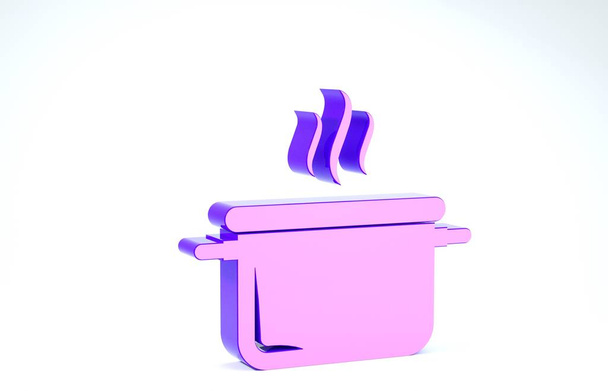 Μωβ κατσαρόλα μαγείρεμα εικονίδιο απομονώνονται σε λευκό φόντο. Βράζω ή στιφάδο σύμβολο τροφίμων. 3D απεικόνιση 3d καθιστούν - Φωτογραφία, εικόνα