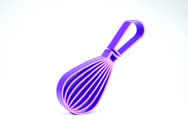 Icône de fouet Purple Kitchen isolée sur fond blanc. Ustensiles de cuisine, batteur d'oeufs. Panneau couverts. Symbole de mélange alimentaire. Illustration 3D rendu 3D
 - Photo, image