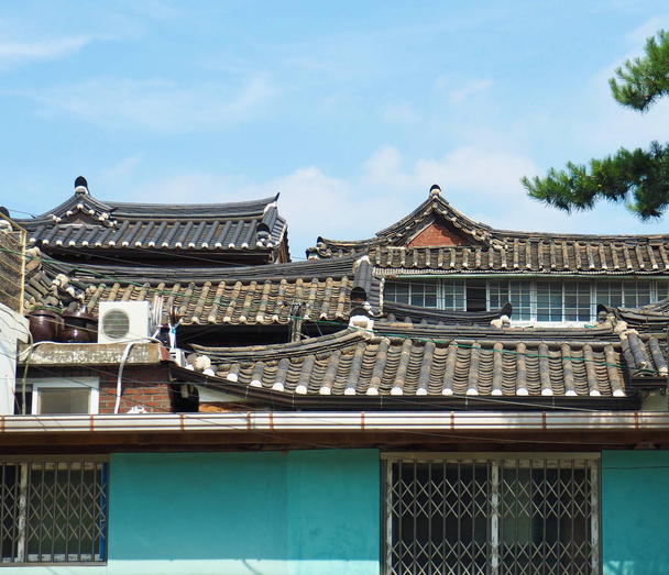 ブッチョンハノク村、ソウル、韓国、伝統的な韓国の家 - 写真・画像