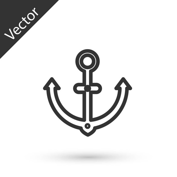 Grey line Anchor icon isolated on white background. Vector Illustration - Vector, Image