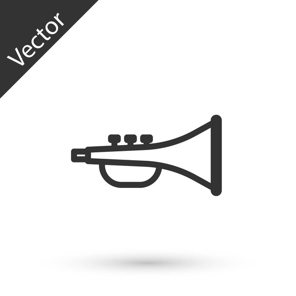 Grey line Musical instrument trumpet icon isolated on white background. Vector Illustration - Vector, Image