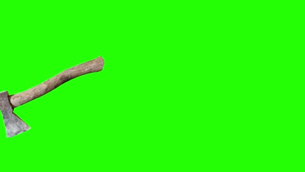 Używana siekiera vintage z drewnianą rękojeścią do animacji na zielonym ekranie  - Materiał filmowy, wideo