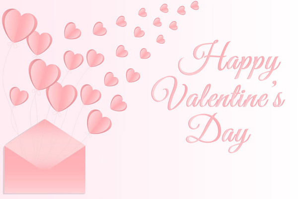 Valentines day concept background. Vector illustration. Pink paper hearts on pastel Pink envelope on pink background. Cute love sale banner or greeting card - ベクター画像