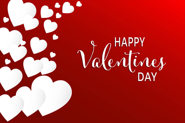 Valentine's day concept background. Vector illustration. White paper hearts on red background. Cute love sale banner or greeting card - Vetor, Imagem