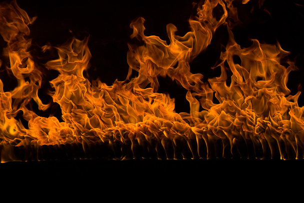 Blazing flames on black background - Foto, Bild