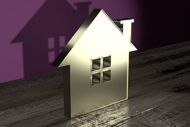 Hausform - ideal für Themen wie Immobilien / Hypothek / Hausverkauf - 3D-Rendering - Foto, Bild