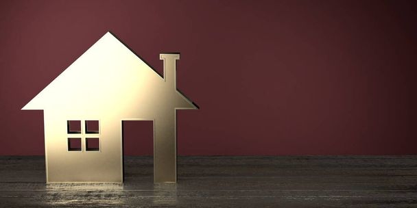 Forma de la casa - ideal para temas como bienes raíces / hipoteca / venta de casa - 3D renderizado
 - Foto, Imagen