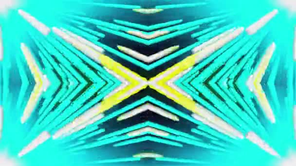 Samenvoegen van kleurrijke strepen onder een hoek, computer gegenereerd. 3d weergave van symmetrische achtergrond - Video