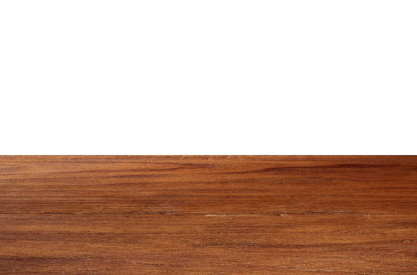 Prázdné dřevo podlaha perspektiva stůl horní izolovat na bílém pozadí - Fotografie, Obrázek