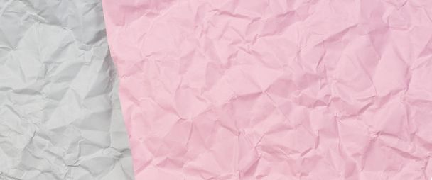 Fondo de textura de papel arrugado de color rosa pastel y gris claro - Foto, imagen