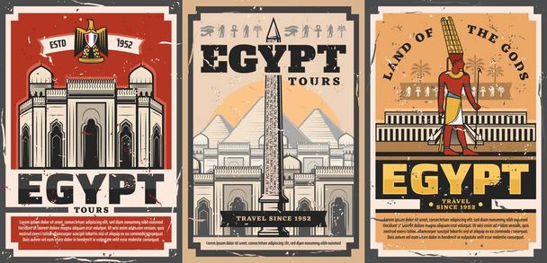 Egipt wycieczki turystyczne, Starożytne zabytki miasta - Wektor, obraz