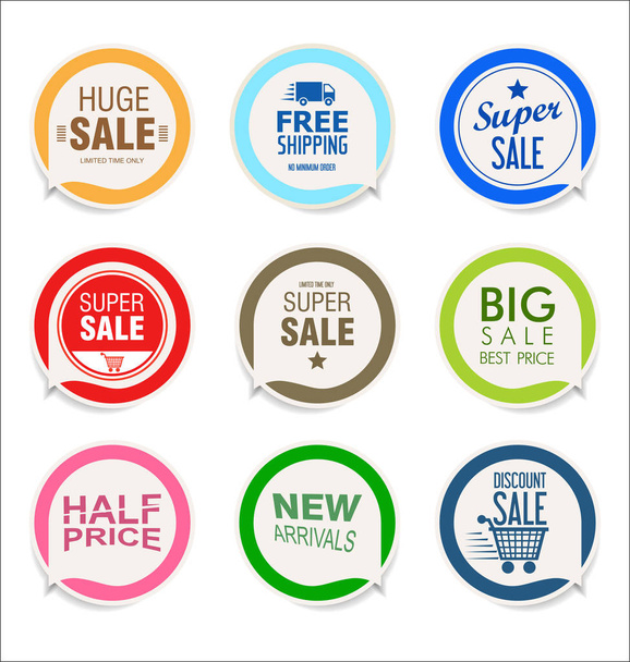 Collection of colorful sale stickers and tags  - Vector, Image