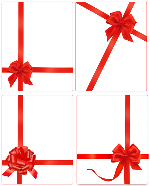 Collection of red gift bows with ribbons. - Vektor, Bild
