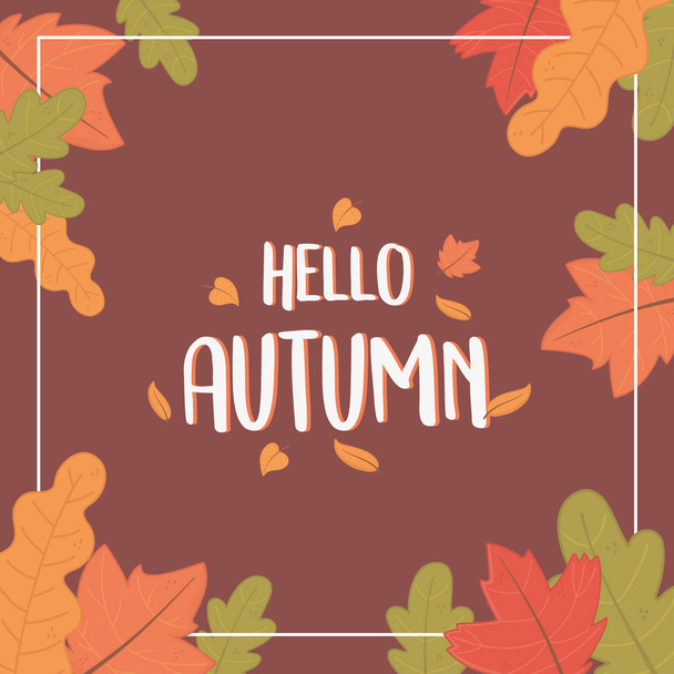 Hallo Herbst Saison Blätter Rahmen - Vektor, Bild
