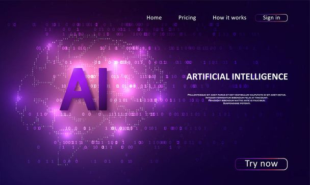 Artificial Intelligence landing page  - Vector, Image