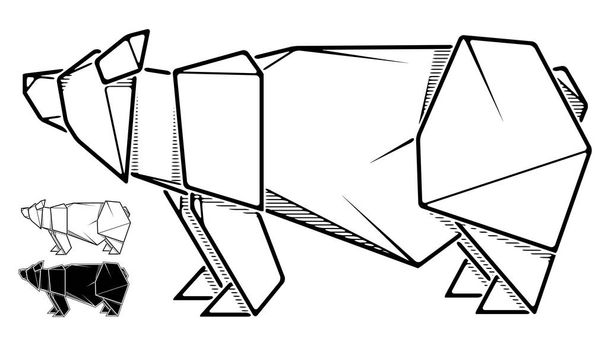 Imagem de origami de urso de papel (desenho de contorno
). - Vetor, Imagem