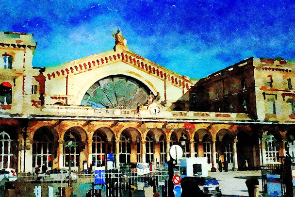 la façade principale de l'une des gares de Paris à l'automne
 - Photo, image