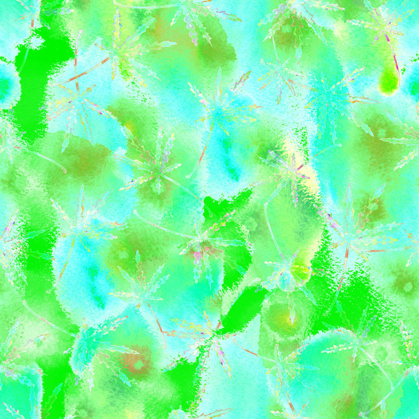 Cannabis leaves seamless Watercolor pattern - Foto, imagen