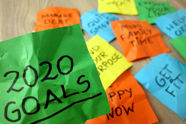Концепція цілей 2020 року з резолюціями, написаними вручну на липких нотах
 - Фото, зображення