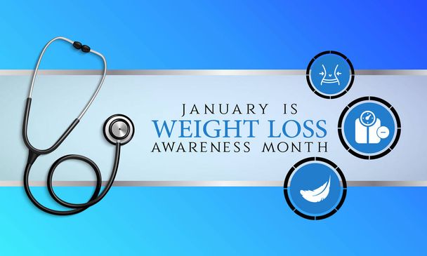 Ilustración vectorial sobre el tema de la pérdida de peso mes de enero
. - Vector, imagen