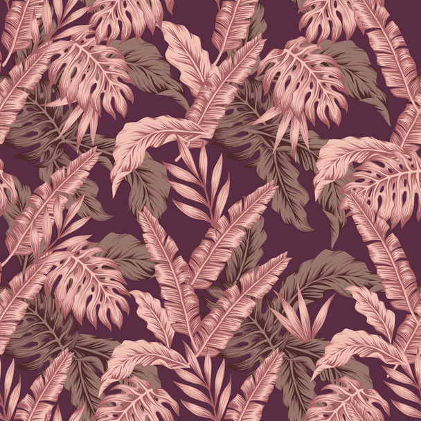 Abstract pink color leaves seamless wine background - ベクター画像