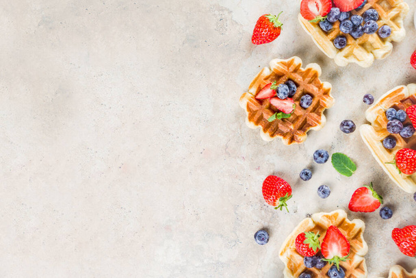 Sweet Homemade Belgian Waffles with Berries - Photo, Image